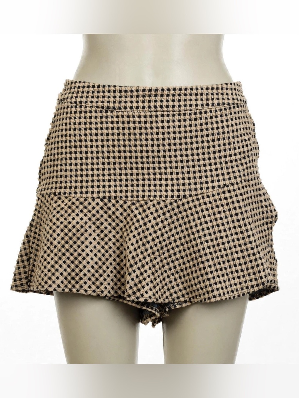 day + moon Gingham Skort - Tan & Black, Size M